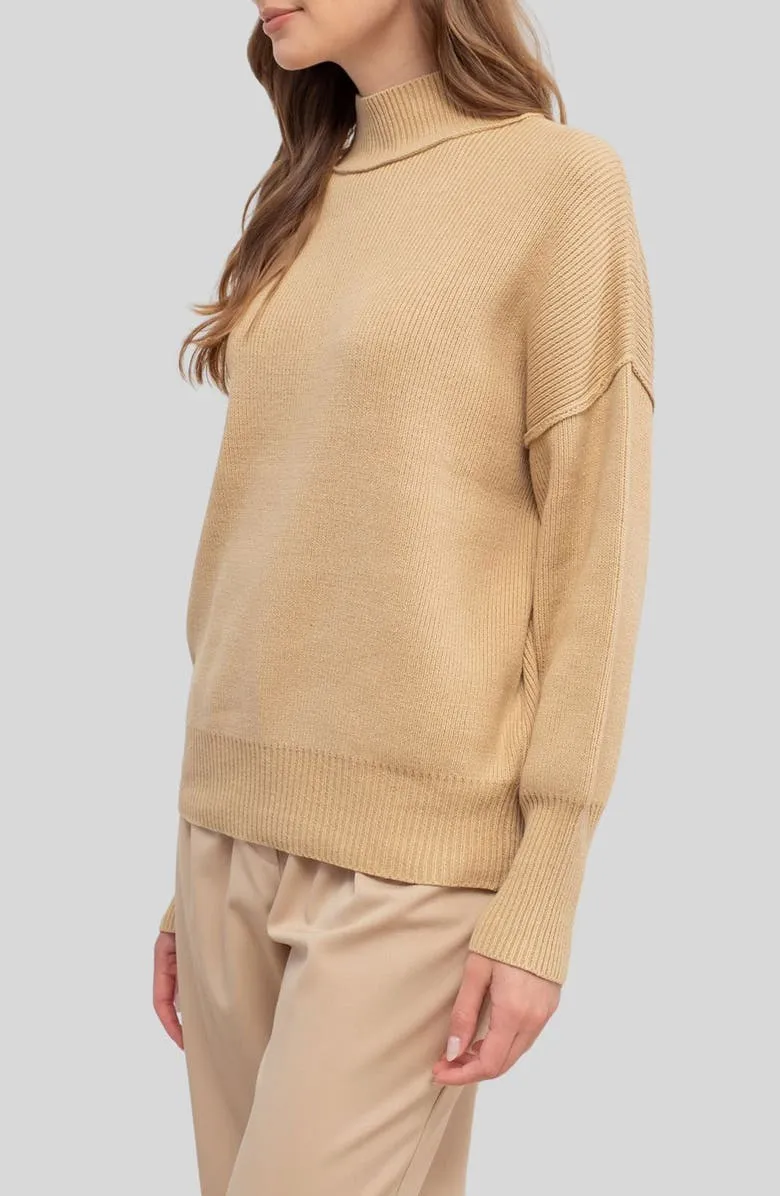 Mock Neck Ribbed Sweater