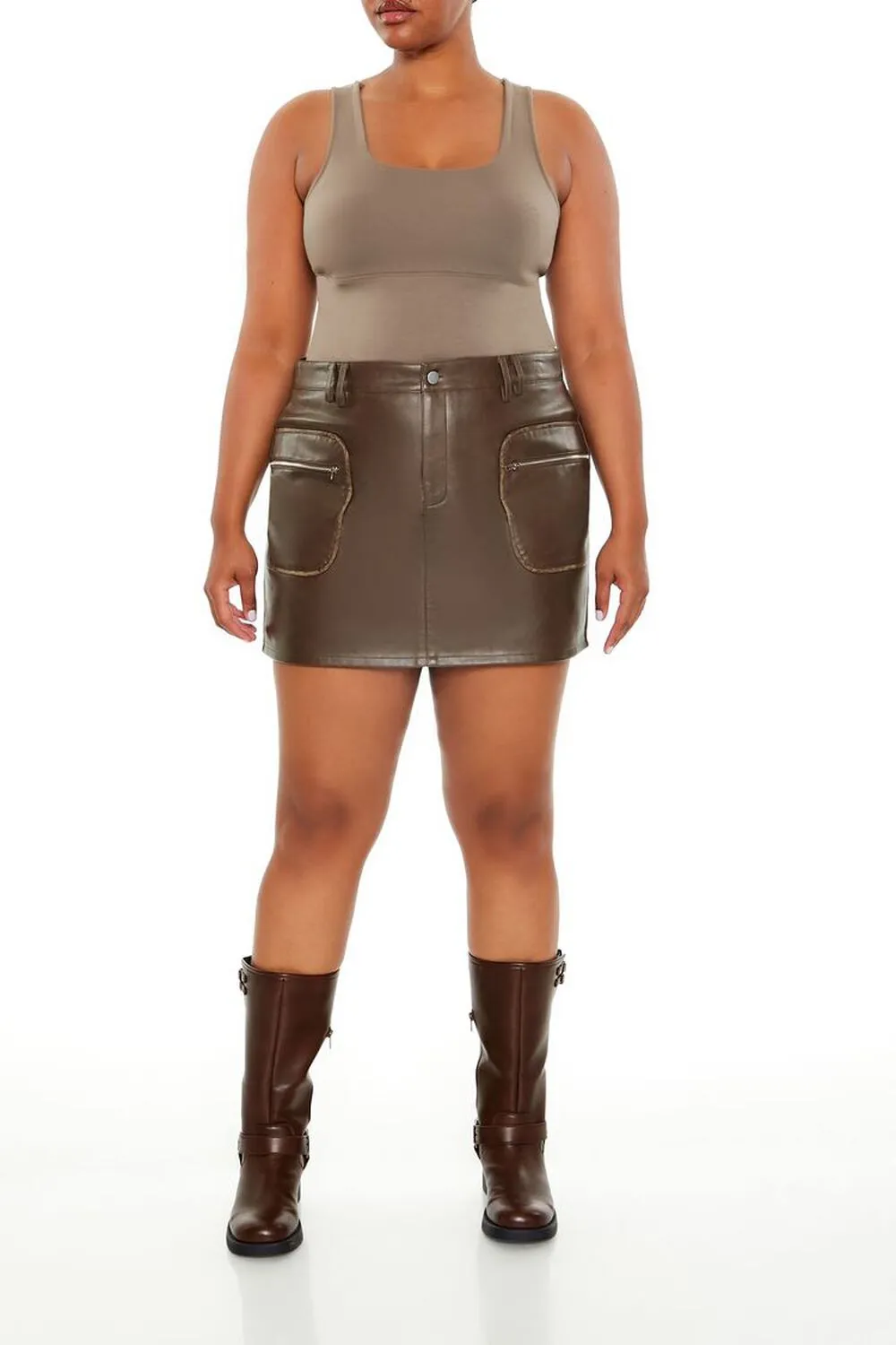 Plus Size Faux Leather Mini Skirt