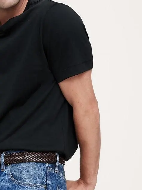 Men's Black Crew Neck Cotton Short Sleeves