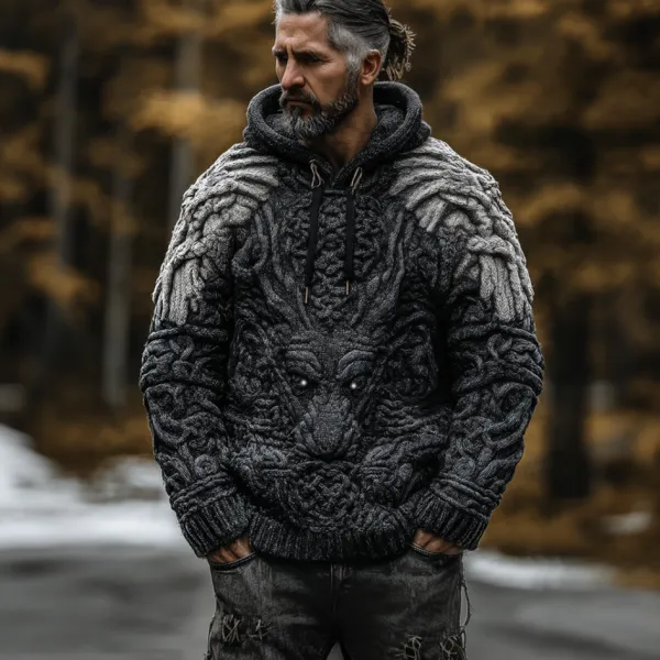 Men's Viking-style Winter Warm Hooded Knitted Sweater