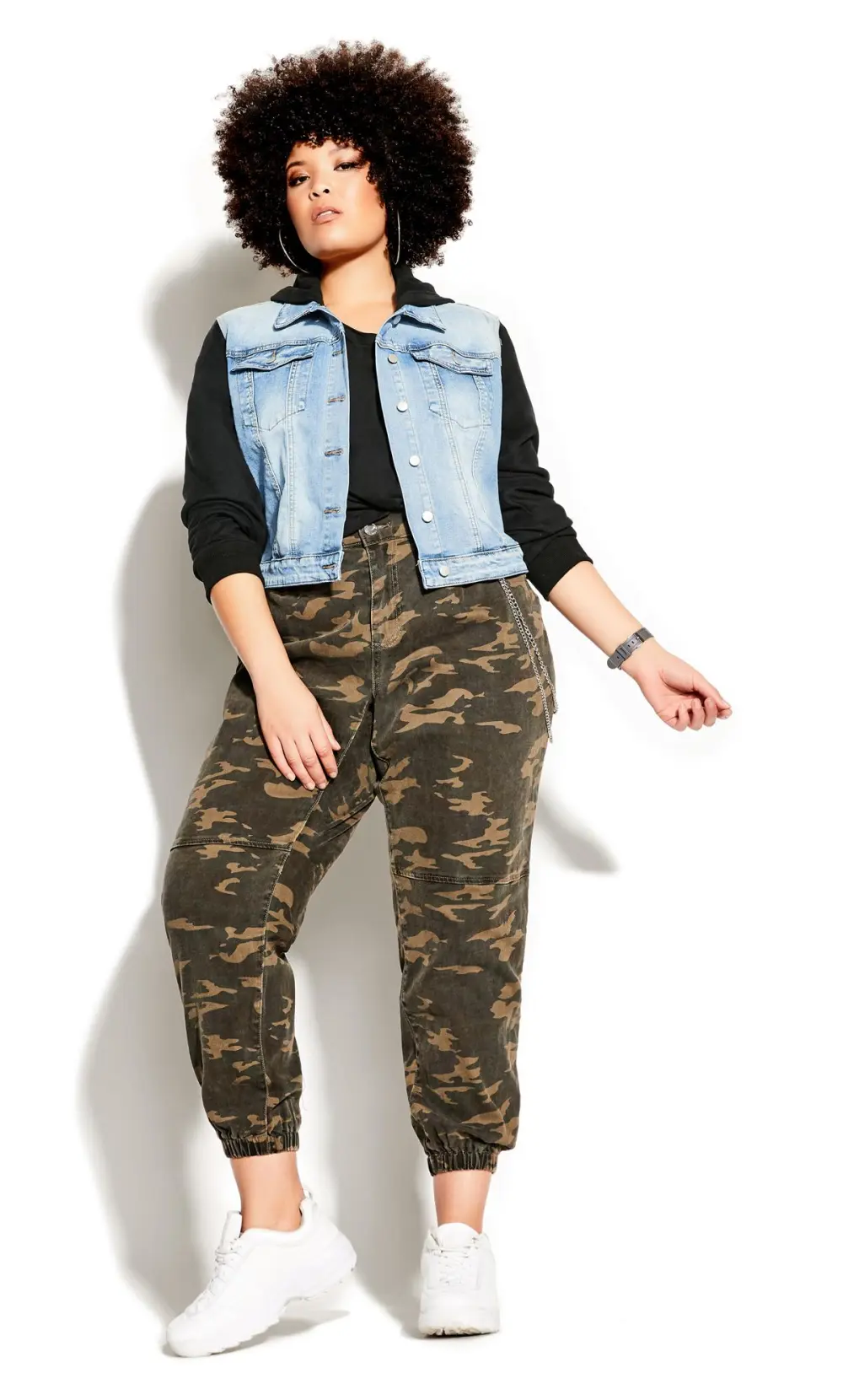 Evans Blue & Grey Cropped Denim Jacket