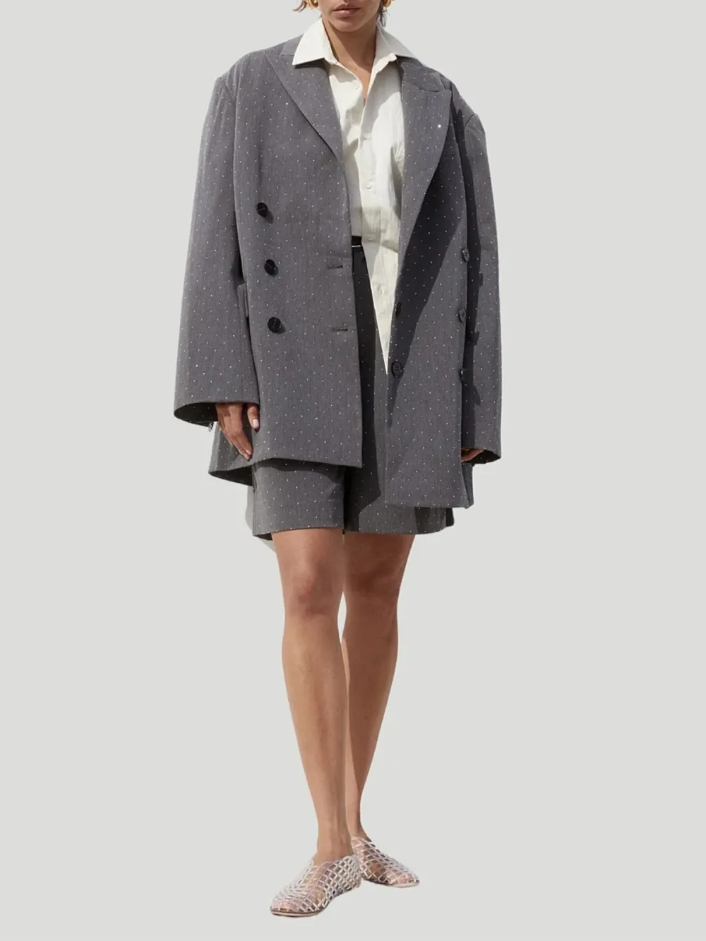 Oversized Slhouette Casual Style  Blazer Charcoal