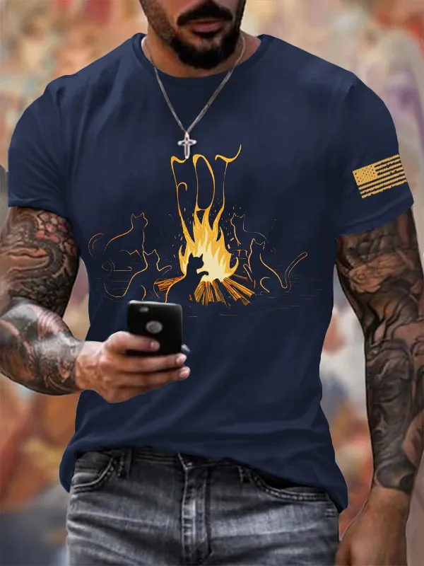 Men'S T-Shirt Men'S Cat FDT Print Casual T-Shirt