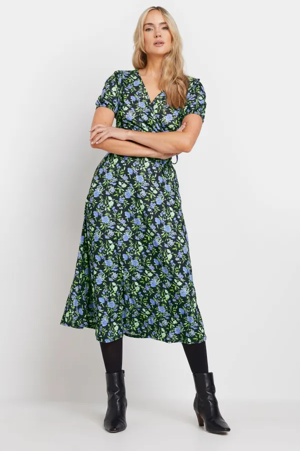LTS Tall Purple Ditsy Floral Print Midi Wrap Dress