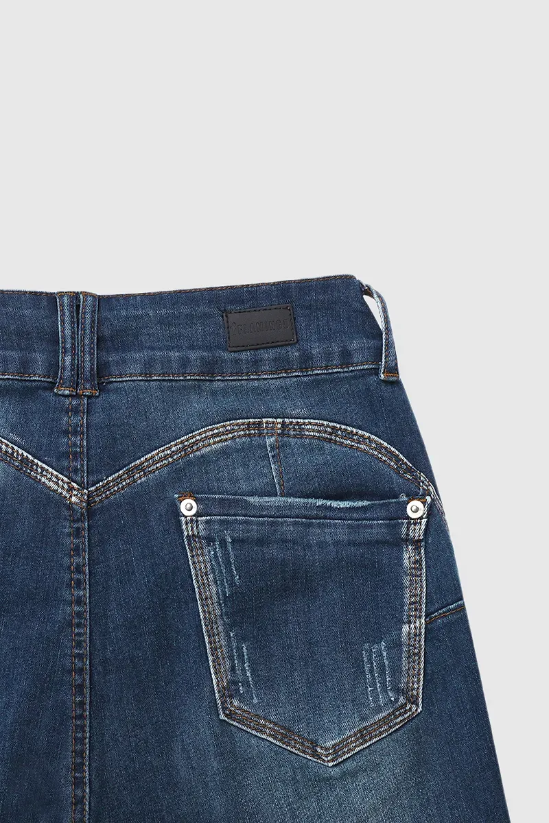 Ripped Roll Up Hem Capris Jeans