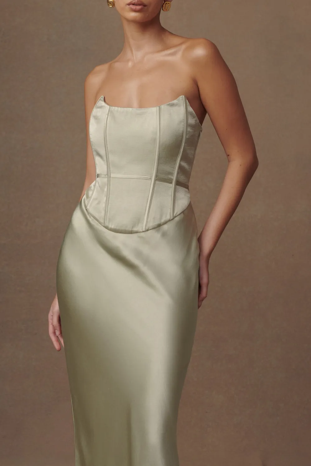 Satin Strapless Maxi Dress