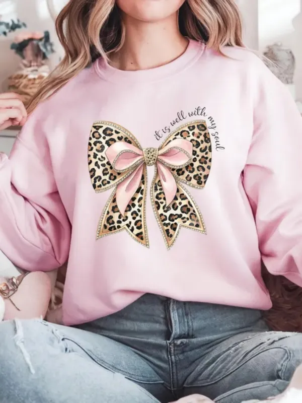 Leopard Bow Sweatshirt