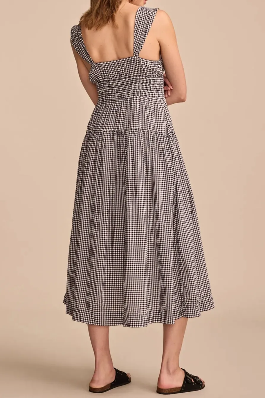 Cinched Waist Schiffli Midi Dress