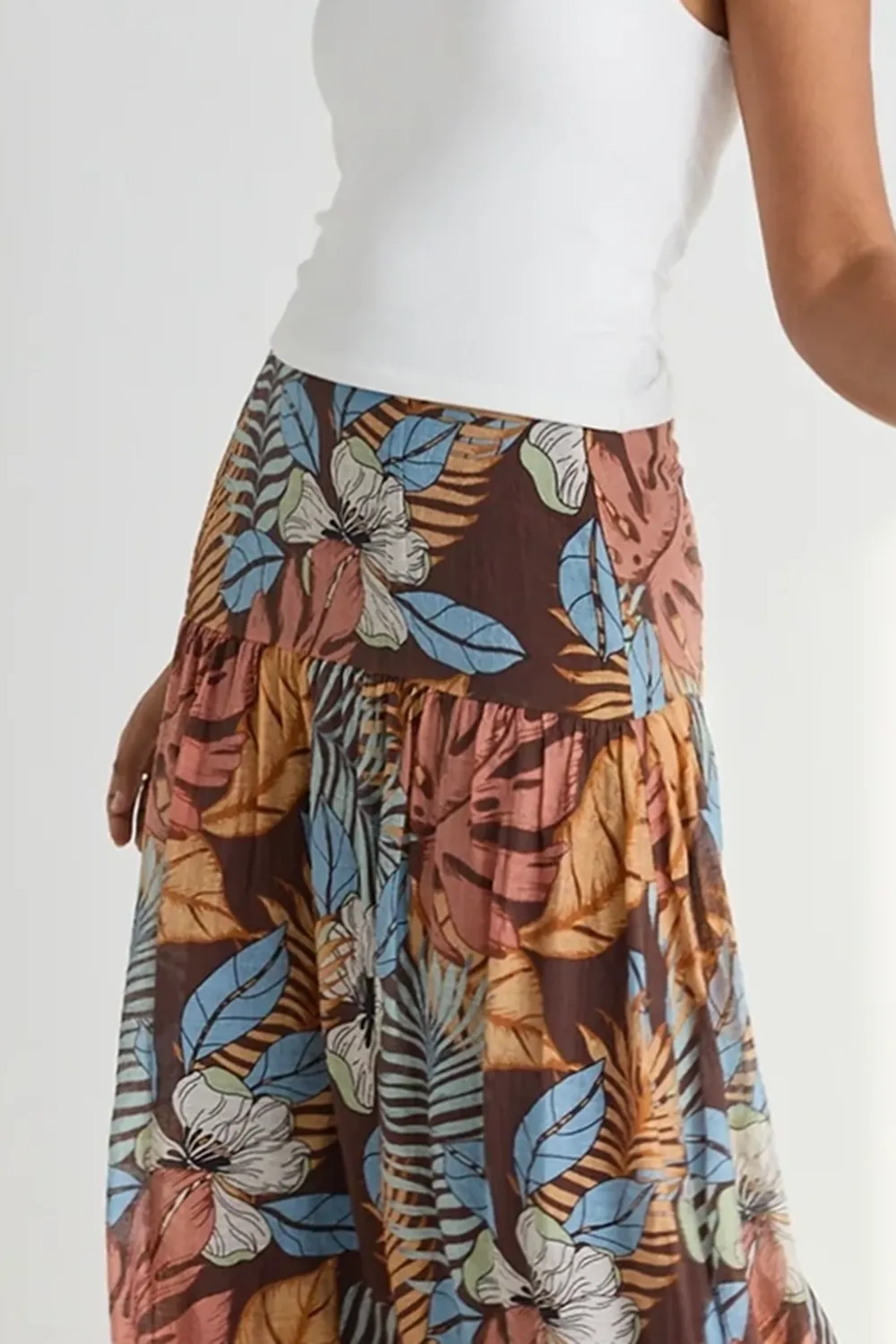 Floral Print Large Hem Vacation Skirt