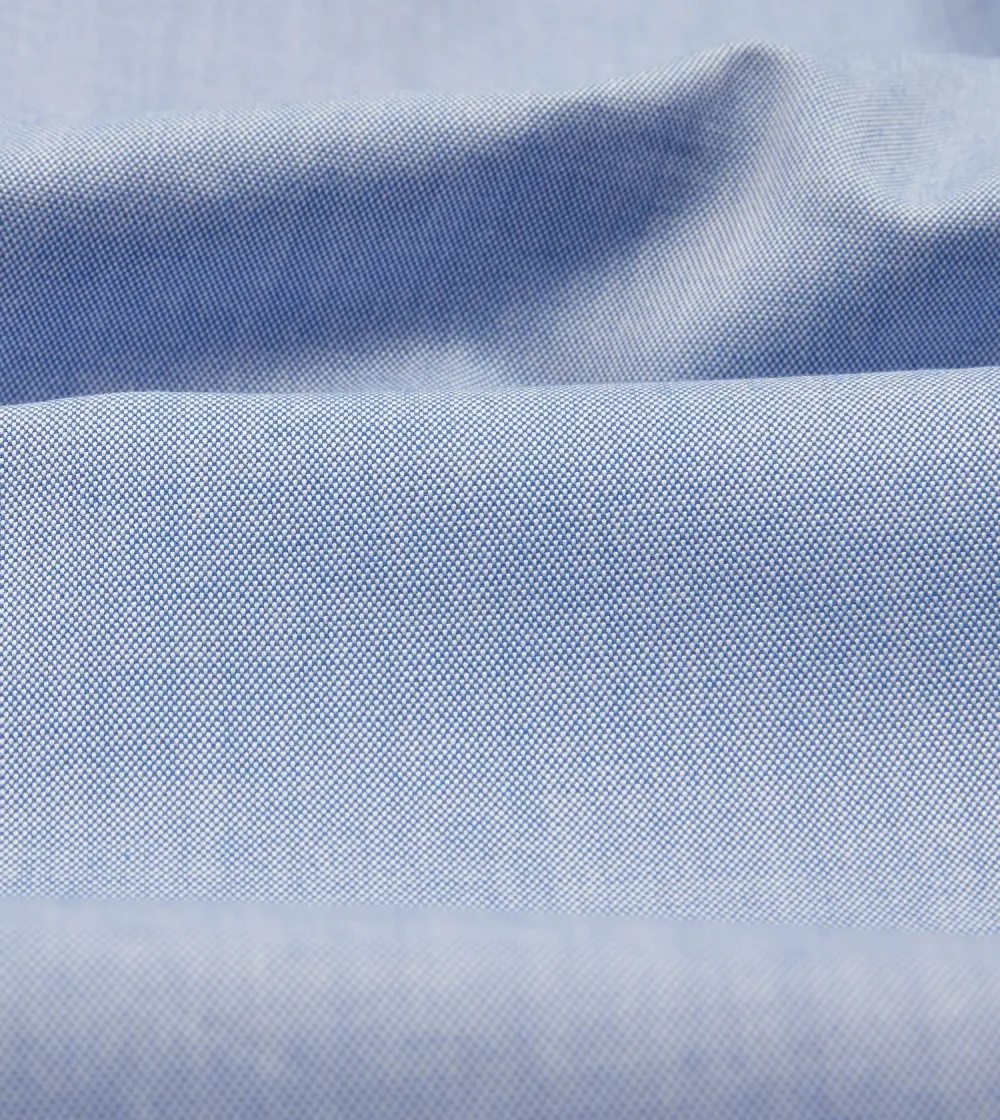 Navy Casual Style Pinpoint Oxford Cotton Cloth Button-Down Shirt Plain