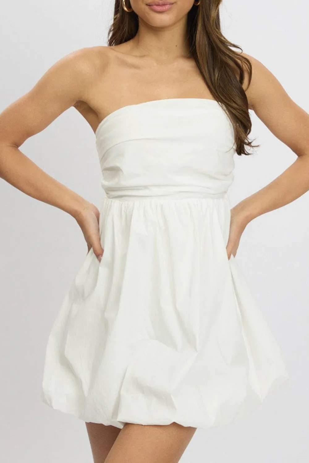 White Bubble Mini Dress Strapless