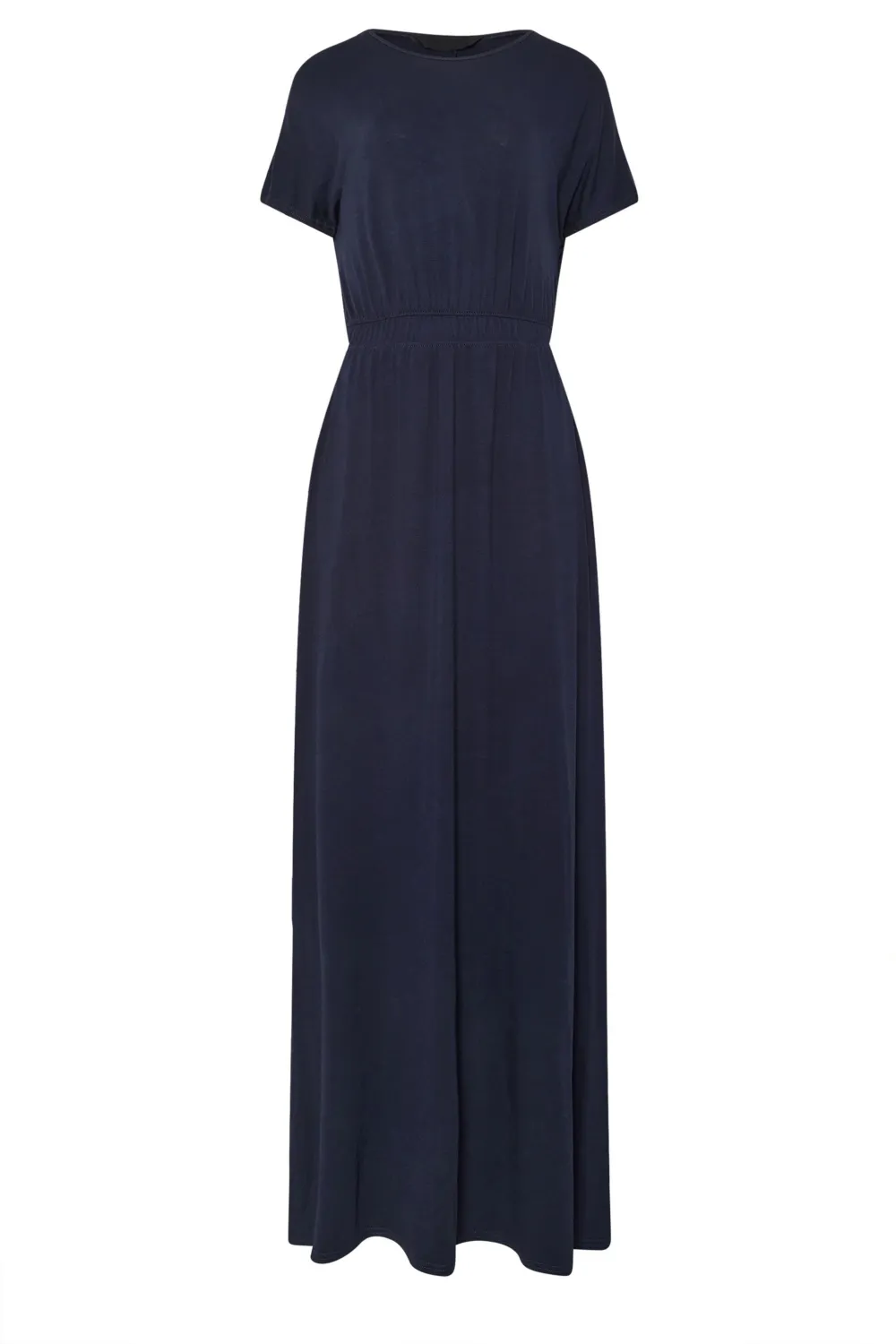 Navy Blue Shirred Waist Daily Maxi Dress