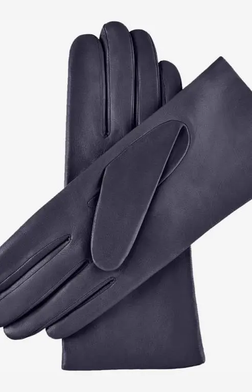 Pure Navy Cashmere Lined Lambskin Gloves