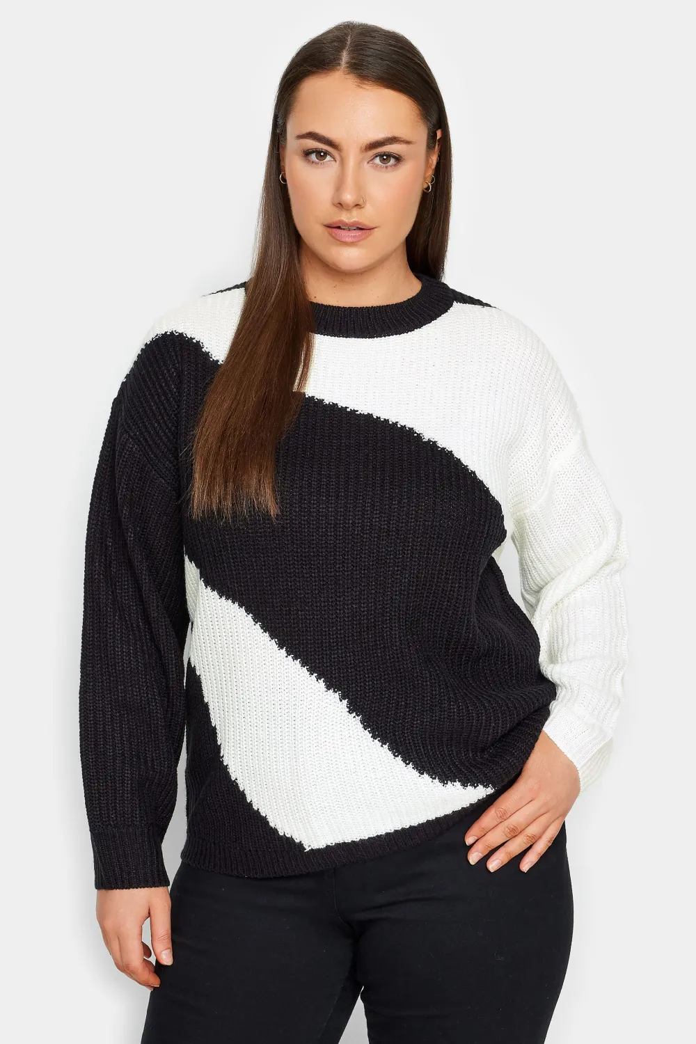 Evans Black Mono Colour Block Jumper