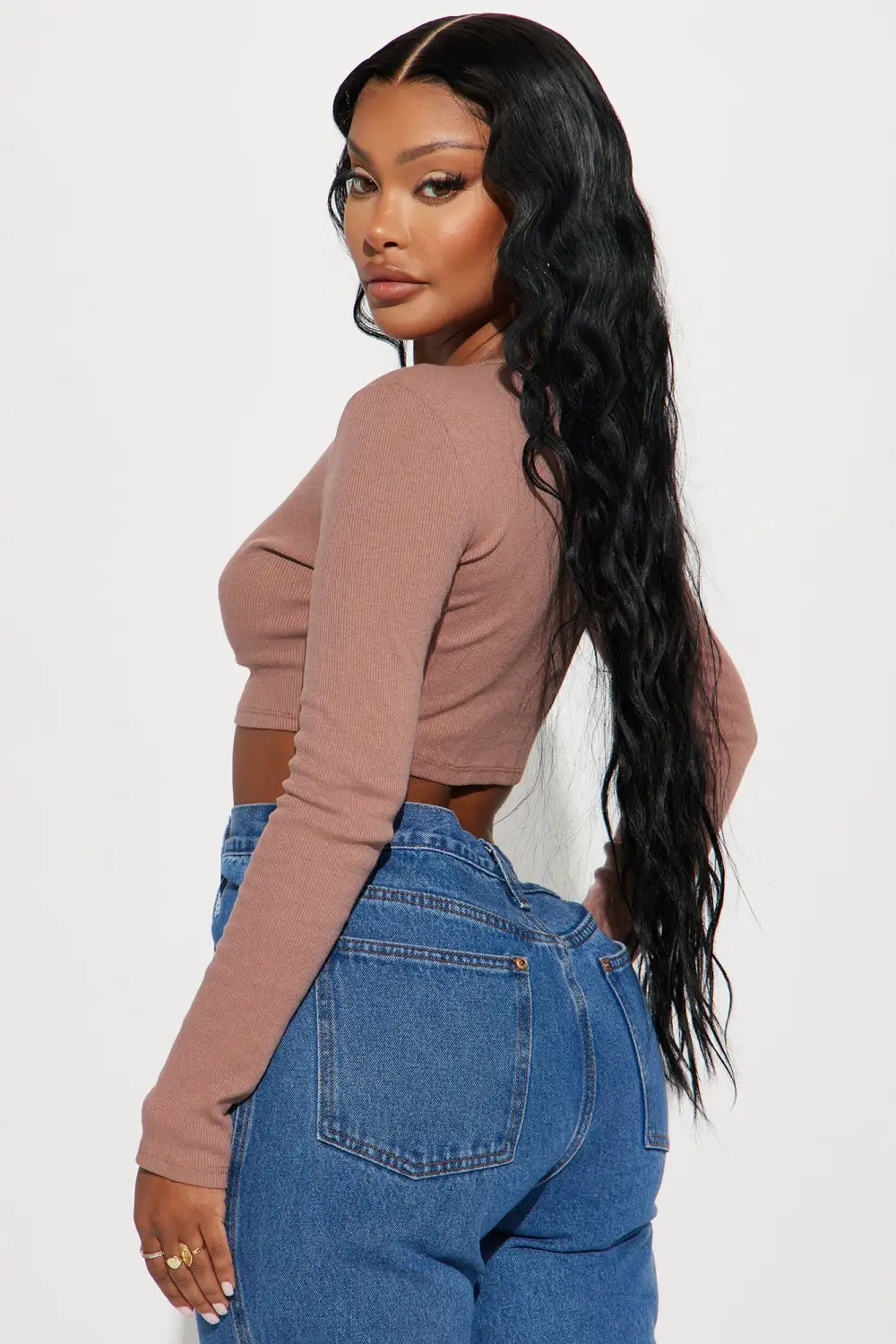 Top Notch Girl Long Sleeve Top - Mocha
