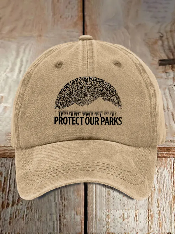 Protect Our Parks Word Art Comfort Colors Baseball Caps
