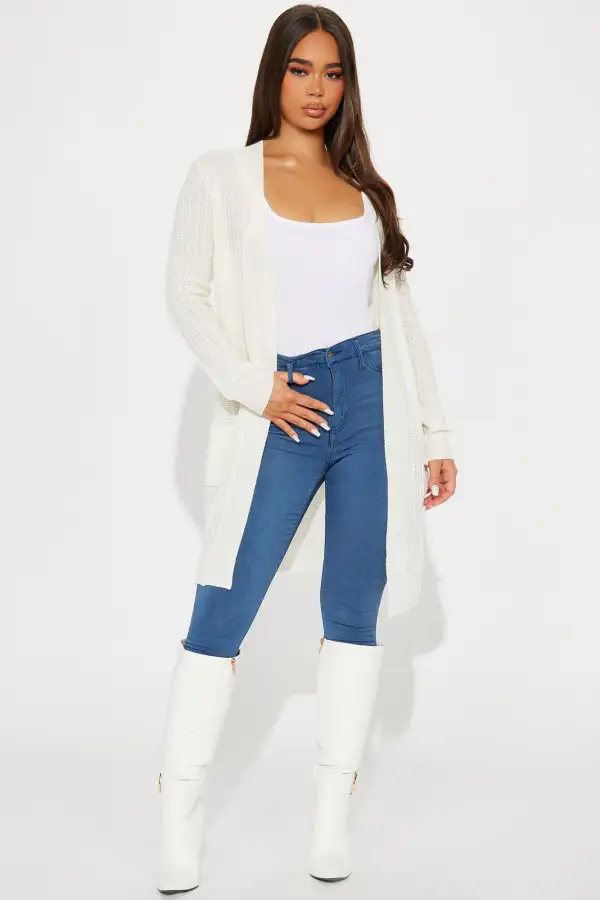 Throw It On Ribbed Cardigan - Ivory
