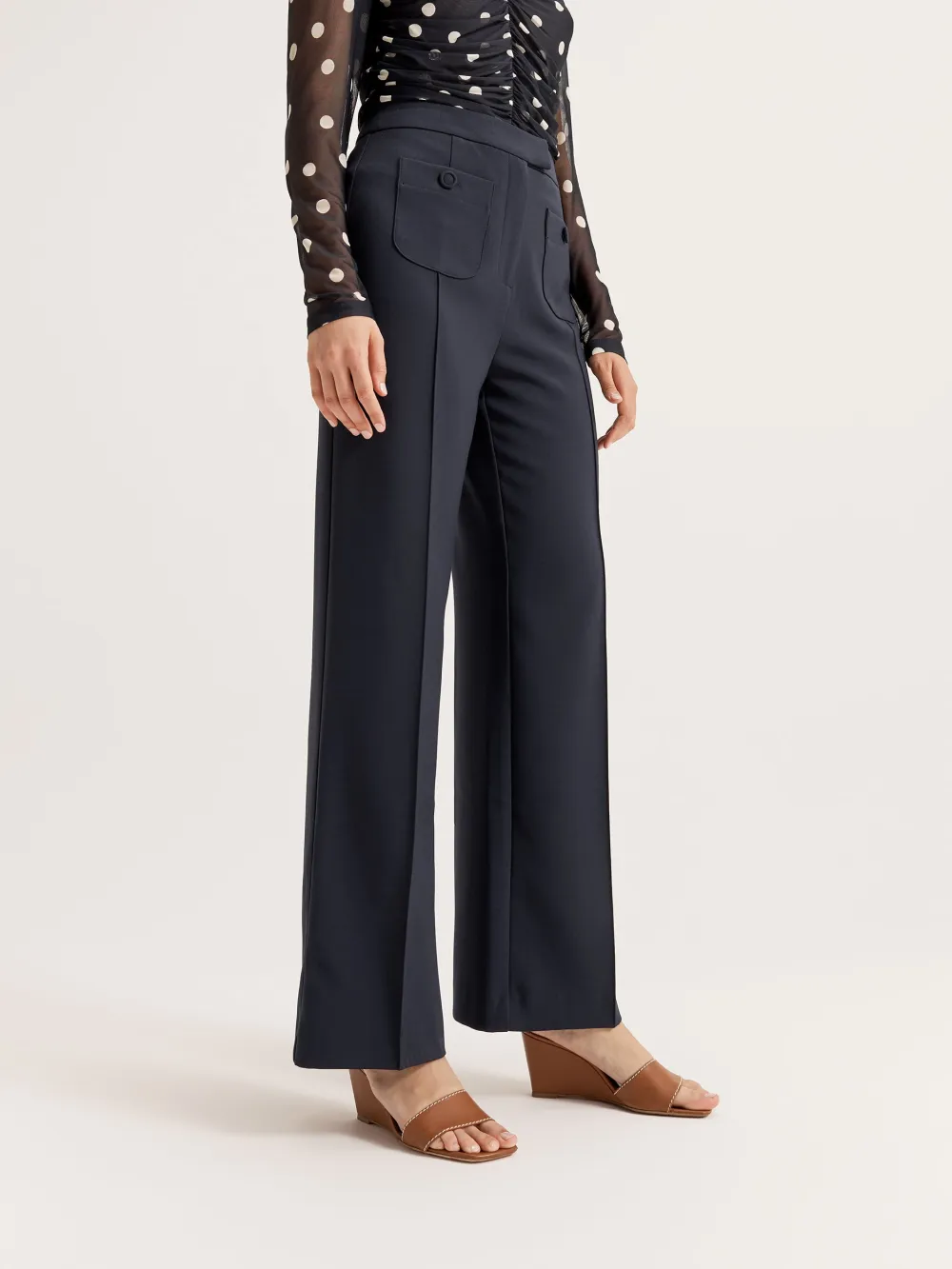 Navy Wide Leg Pants