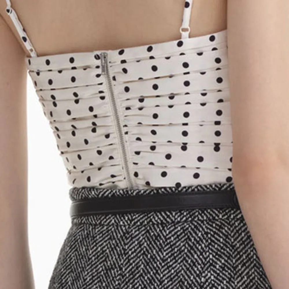 Cream Polka Dot Satin Top