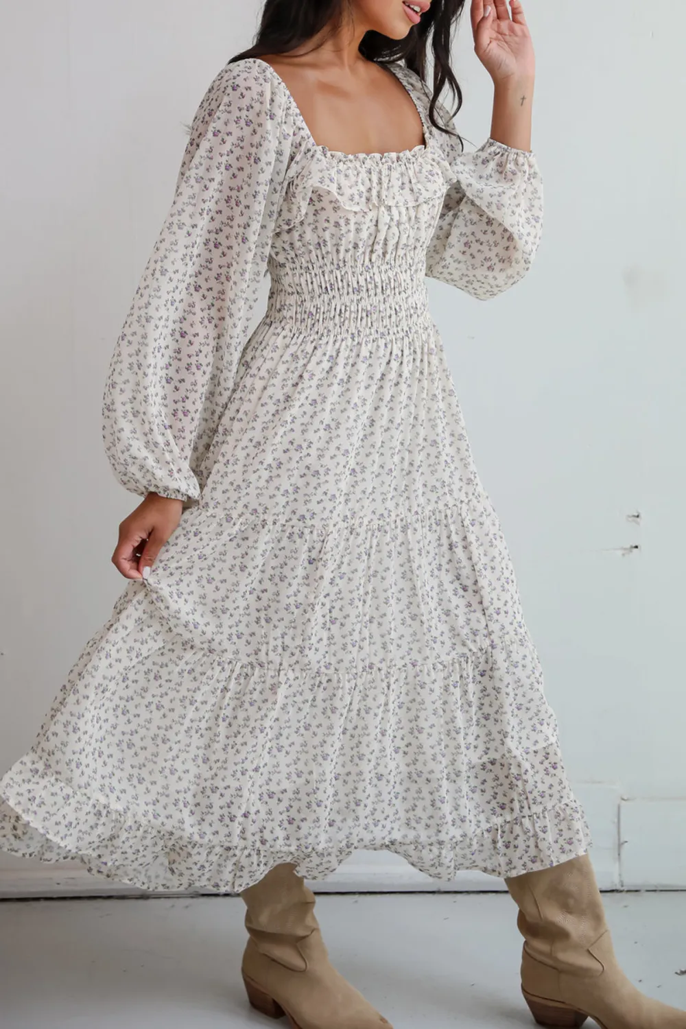 Endearing Appeal Cream Floral Midi Dress