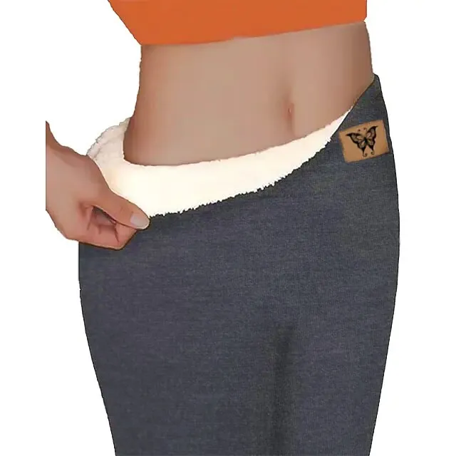 Women‘s Fleece Lined Leggings Winter Leggings Thermal Warm High Elasticity Yoga Fitness Gym Workout Tights Dark Grey Black Dark Black Sports Activewear  / Athletic / Athleisure