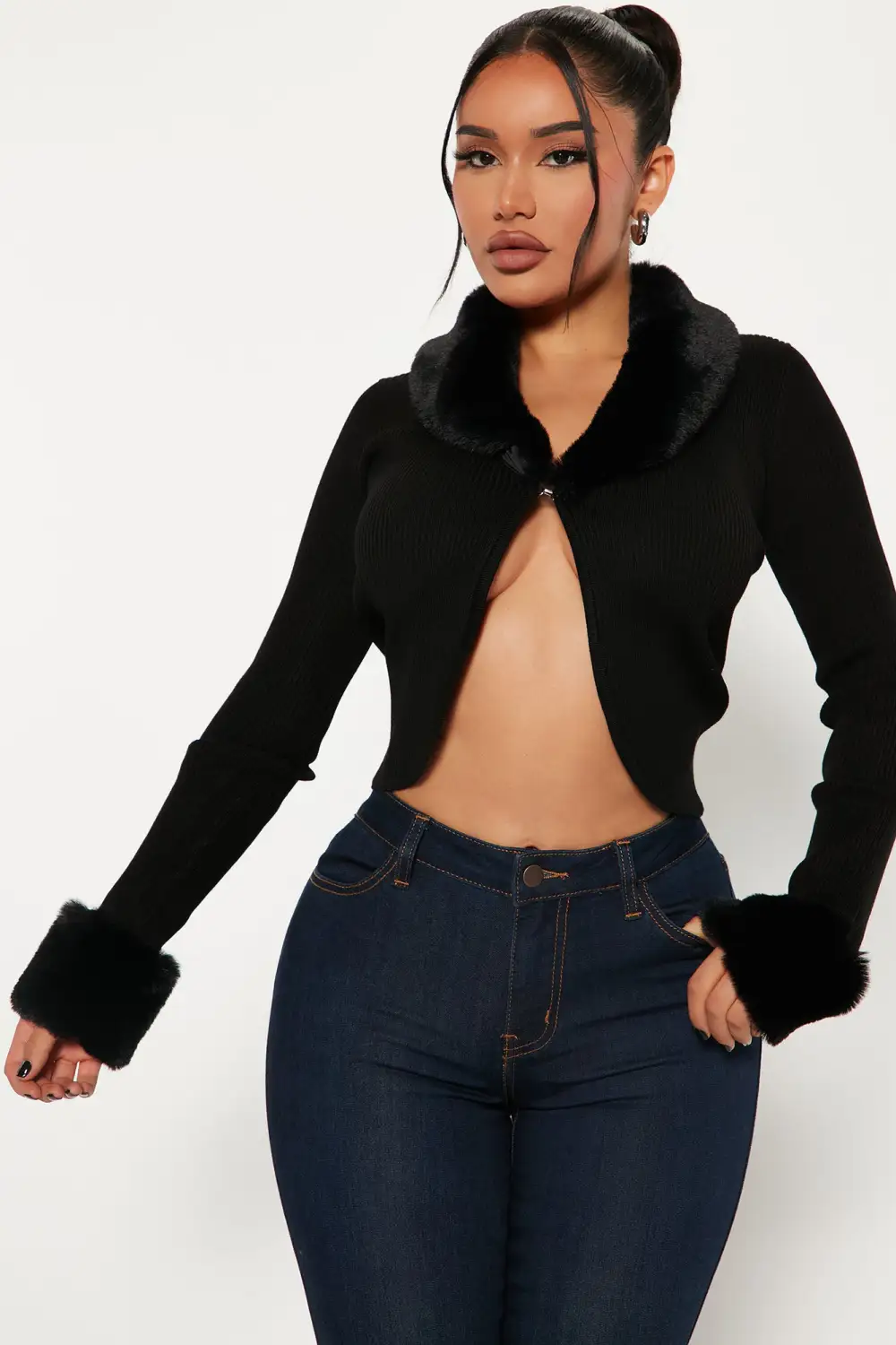 Be Fur Real Cardigan - Black
