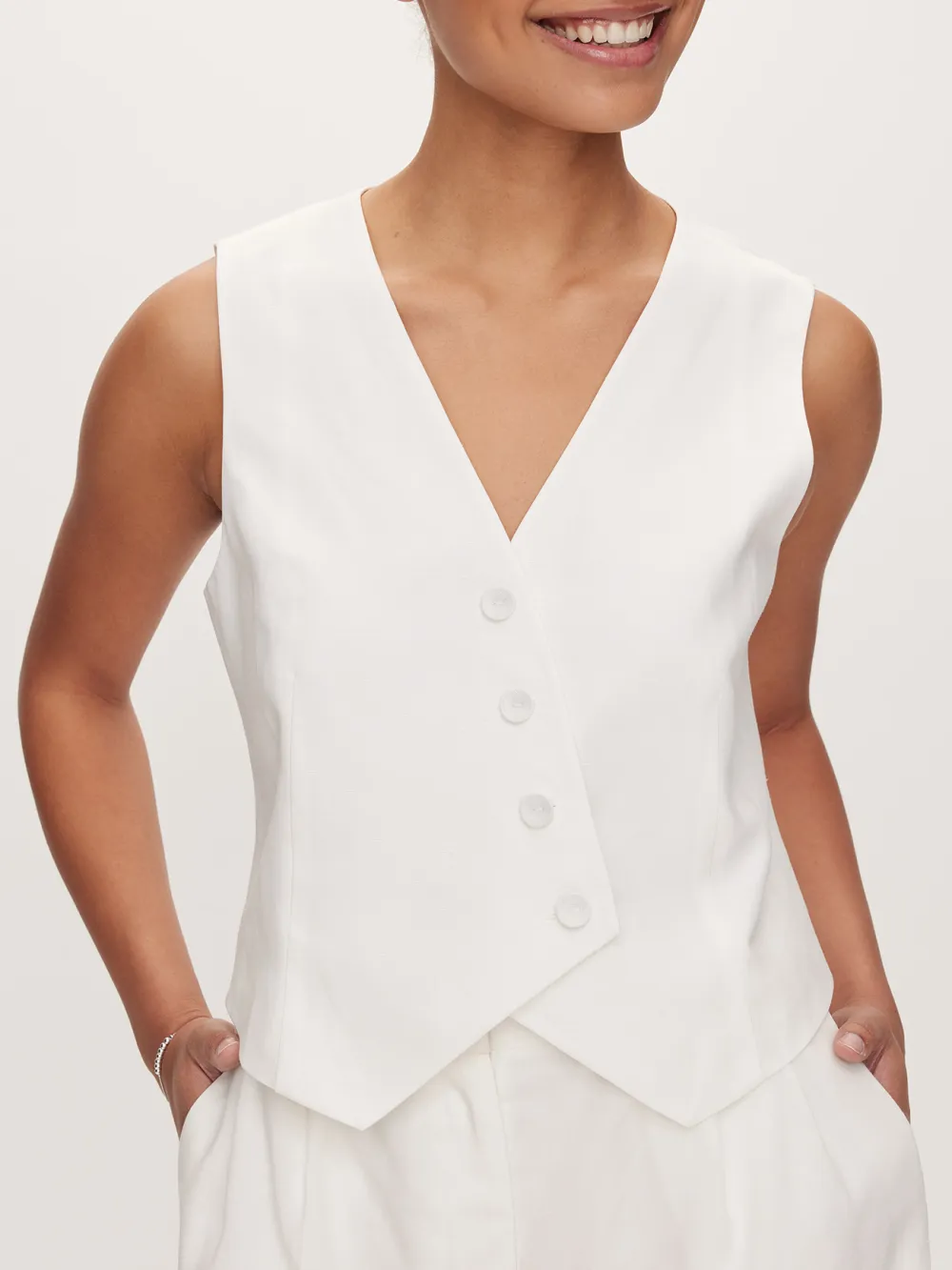 White Asymmetrical Vest