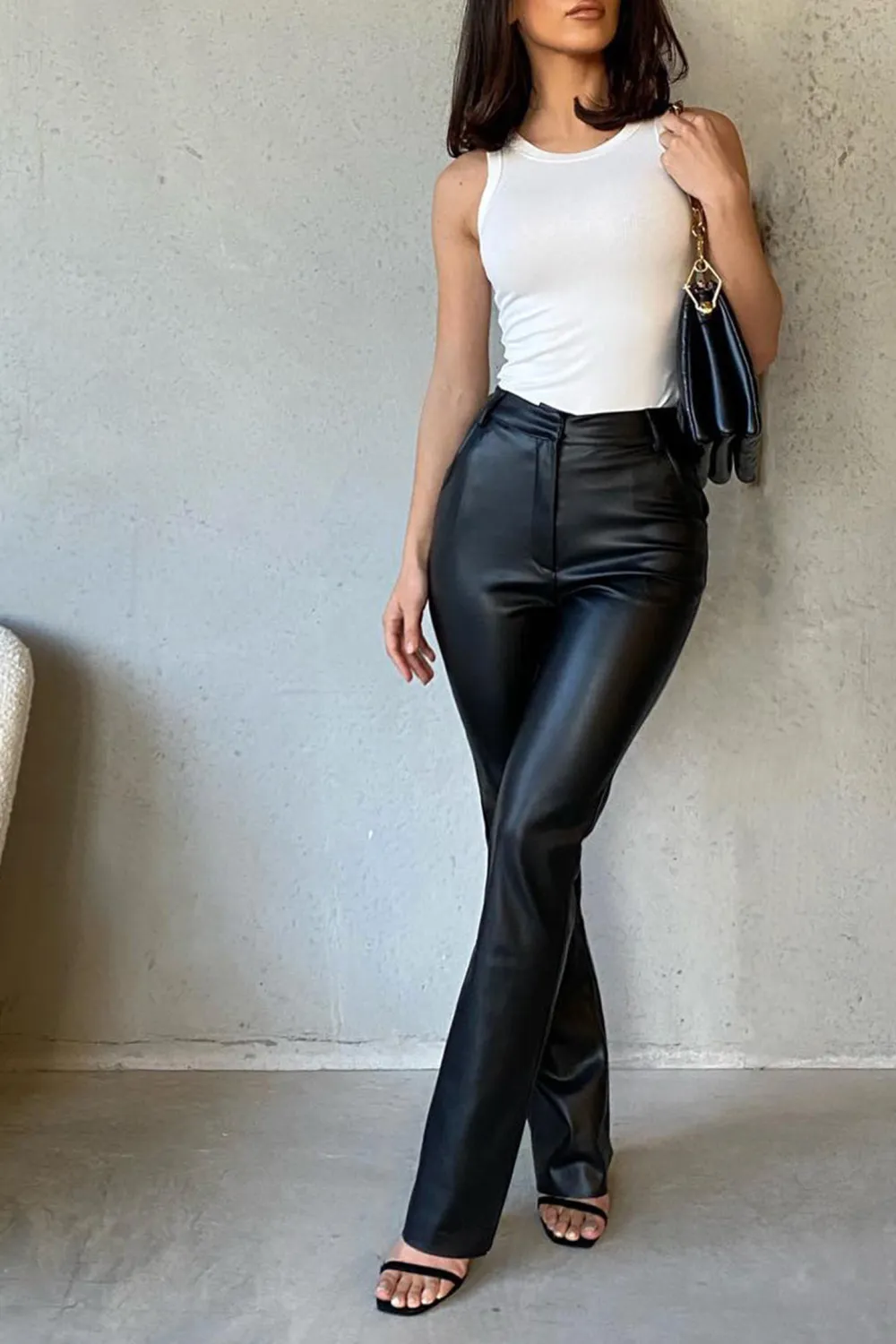 Straight Leg Faux Leather Pants