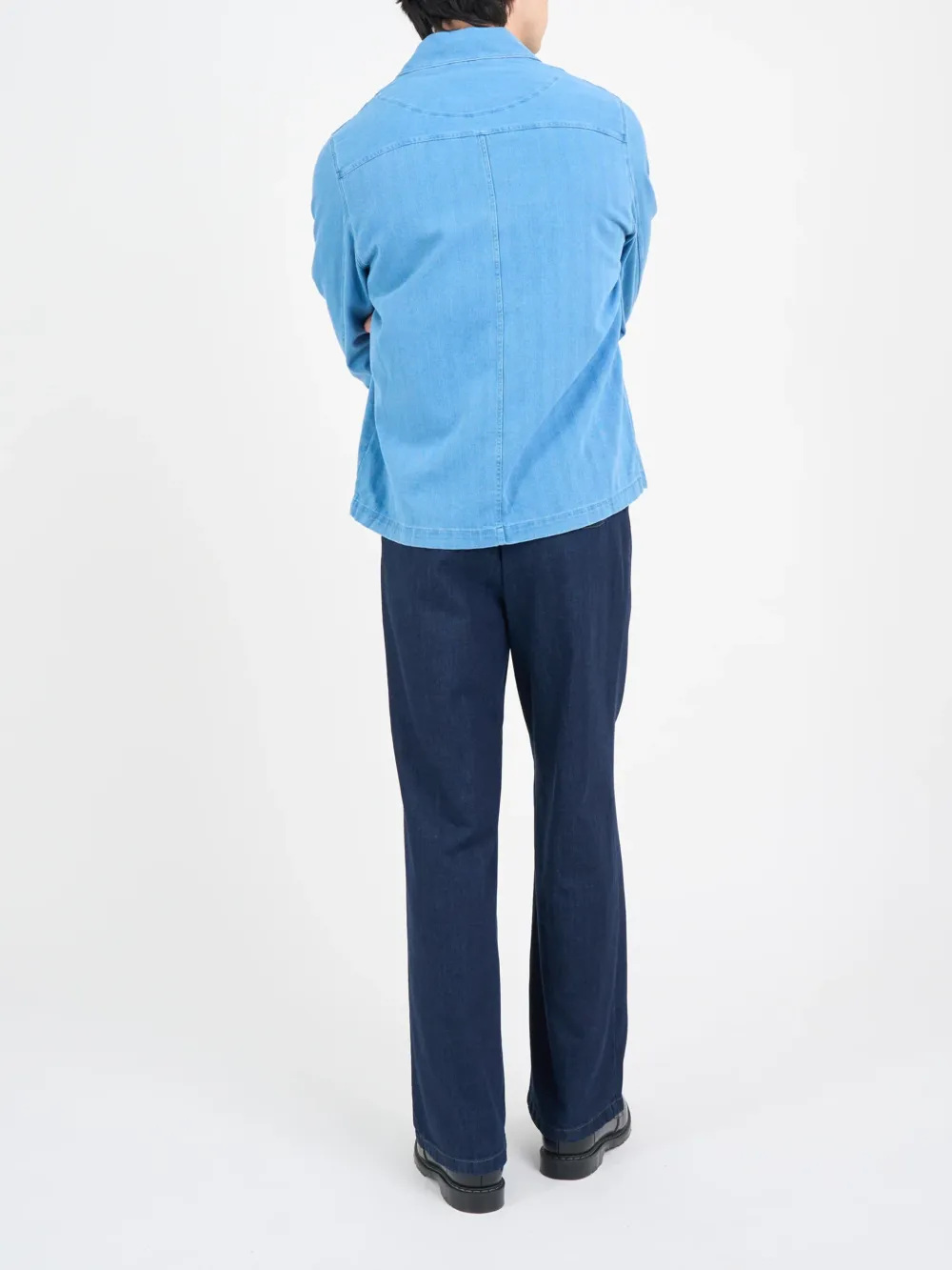 Indigo Long Sleeve Cotton-Linen Jacket