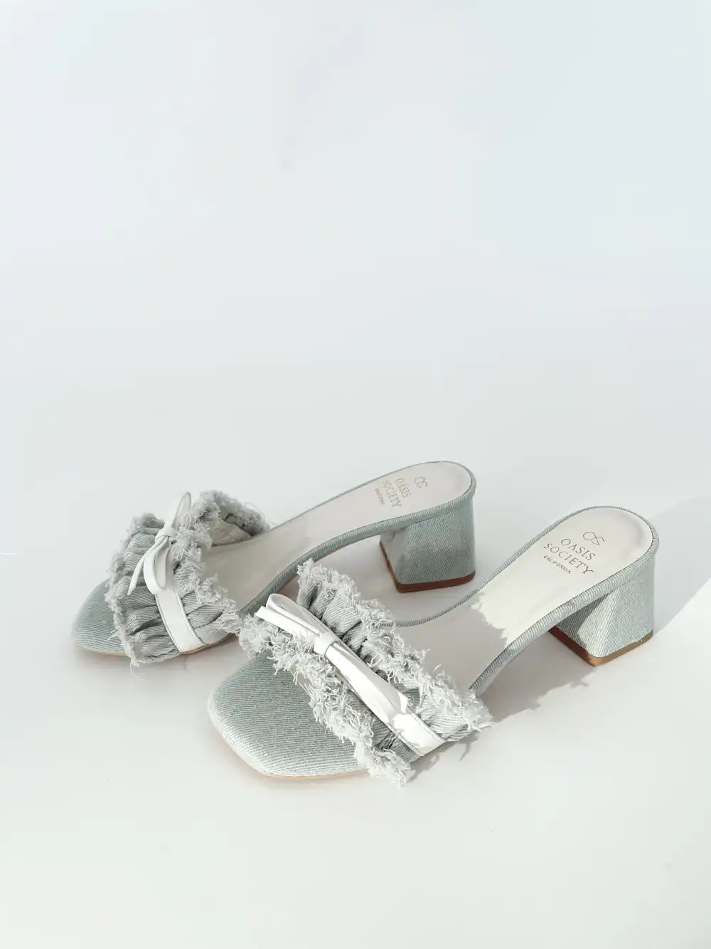 Denim Ruffle Bow Heel