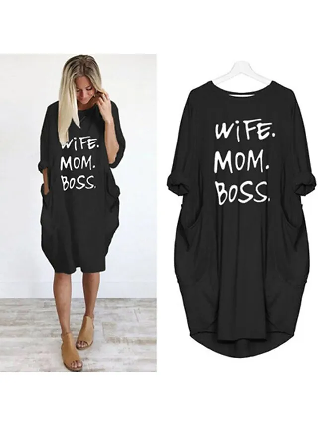 Women's Pajamas Loungewear Nightgown Sleepwear Letter Fashion Simple Basic Home Daily Mother's Day Polyester Pullover Summer Spring claret Orange red