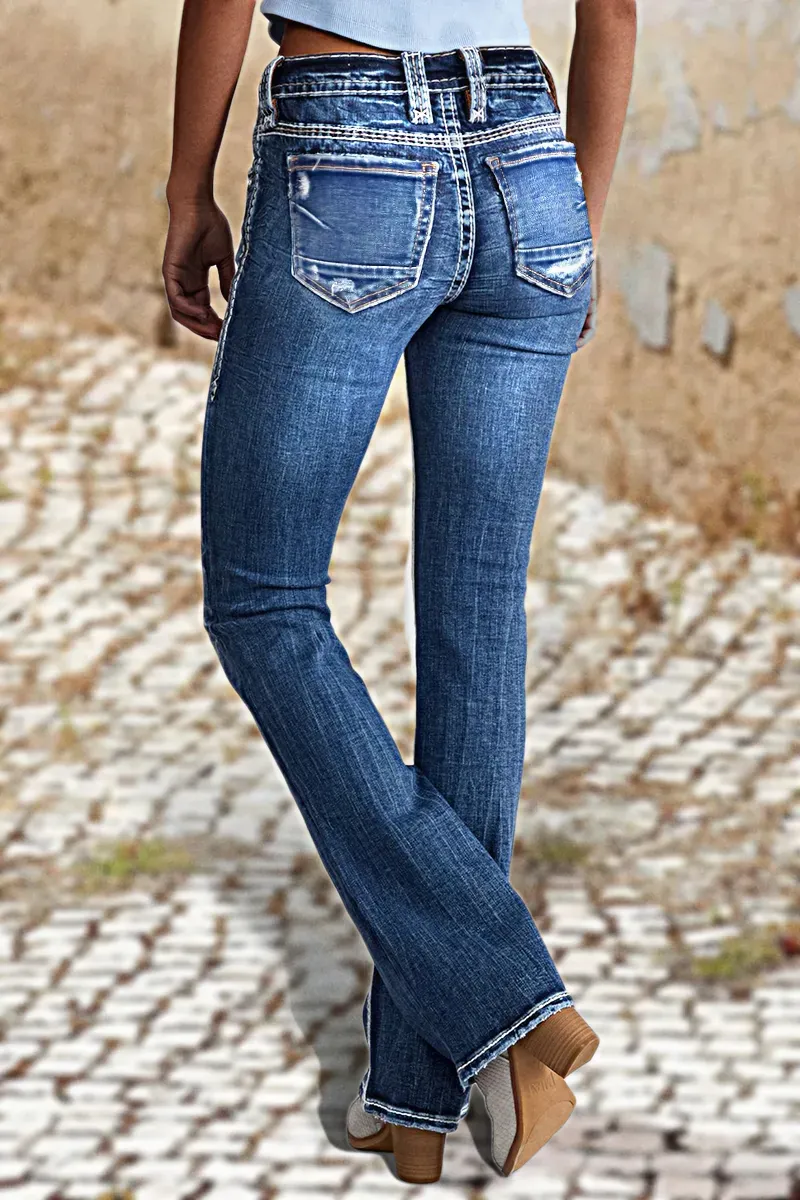 90s Vintage Slant Pocket Mid Waist Bootcut Jeans