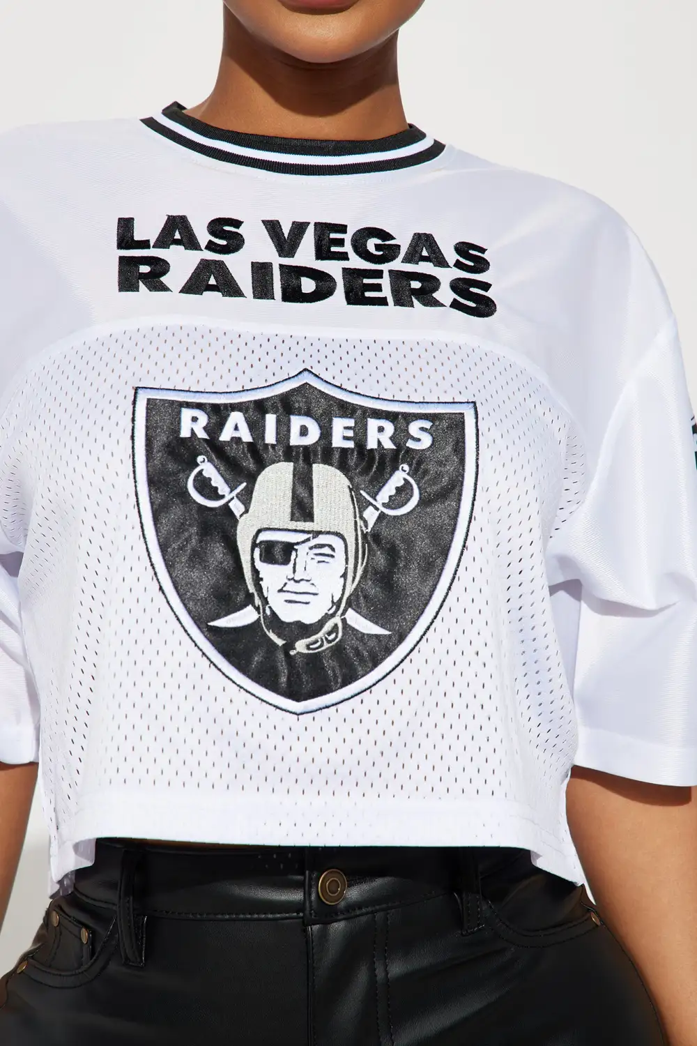 Raiders Fight Song Cropped Mesh Top - White/combo