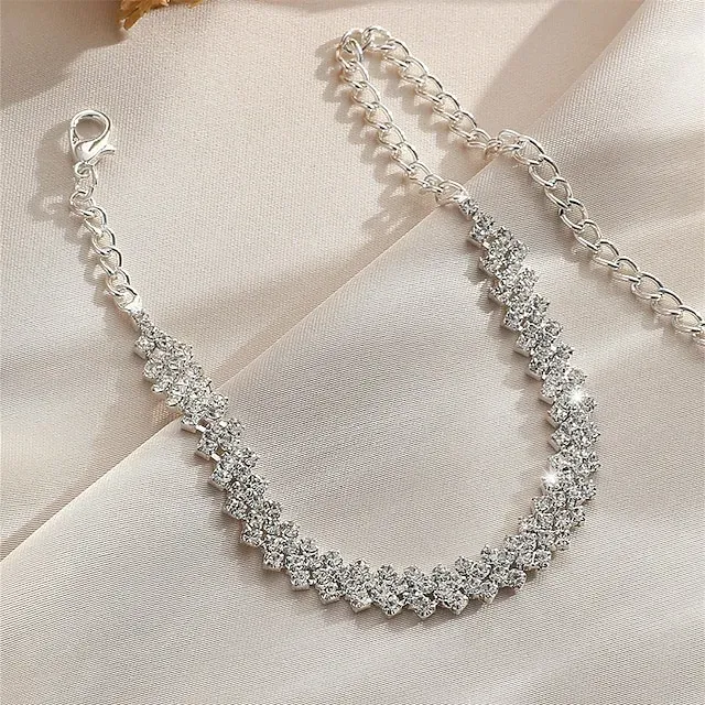 Anklet Personalized Stylish Artistic Women's Body Jewelry For Formal Date Classic Rhinestone Iron Gypsophila Silver