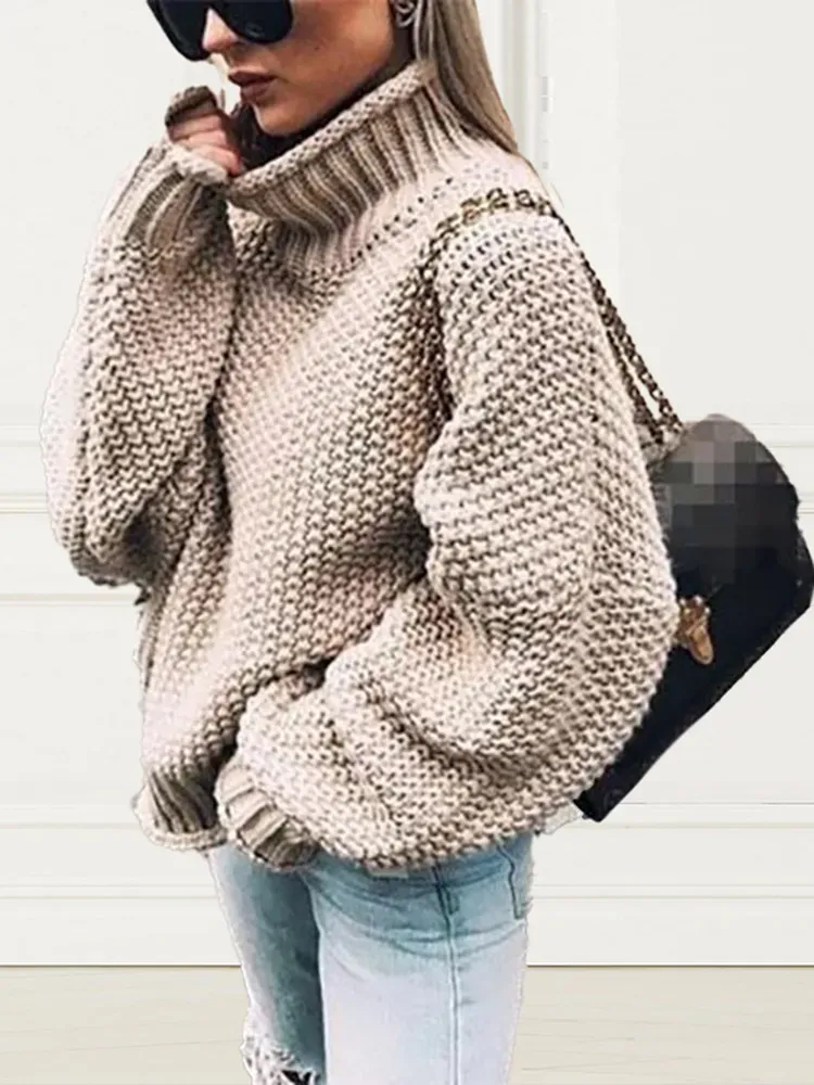 Fashion High Neck Loose Knit