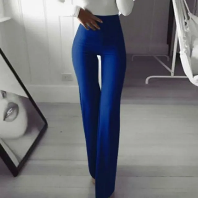 Women‘s Casual / Sporty Athleisure Flare Chinos Bell Bottom Wide Leg Full Length Dress Pants Weekend Yoga Stretchy Plain Comfort Mid Waist Slim White Black Blue Wine Coffee S M L XL