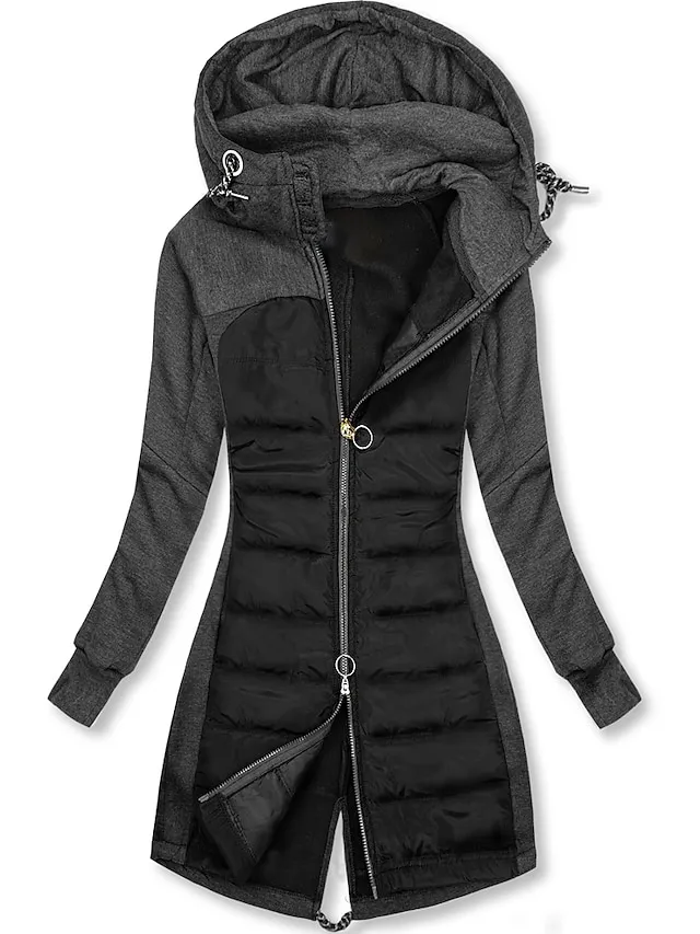 Women's Hoodie Jacket Comfortable Street Casual Daily Casual Daily Zipper Zipper Hoodie Casual Street Style Color Block Regular Fit Outerwear Long Sleeve Winter Fall Black S M L XL XXL 3XL