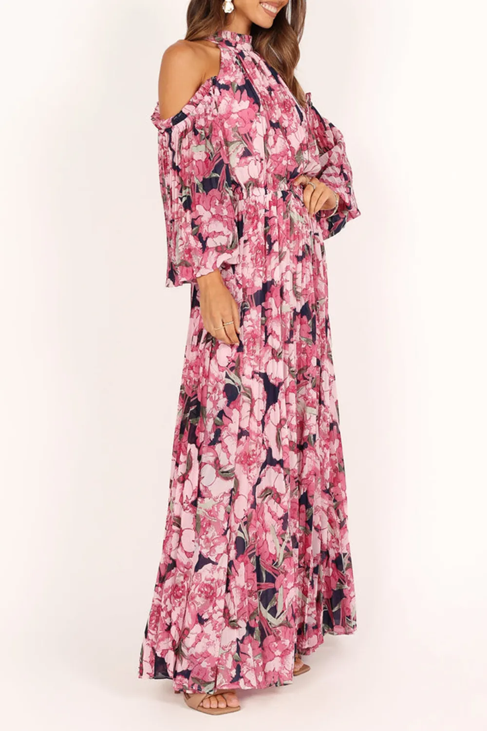 OFF-THE-SHOULDER TRUMPET SLEEVE DRESS