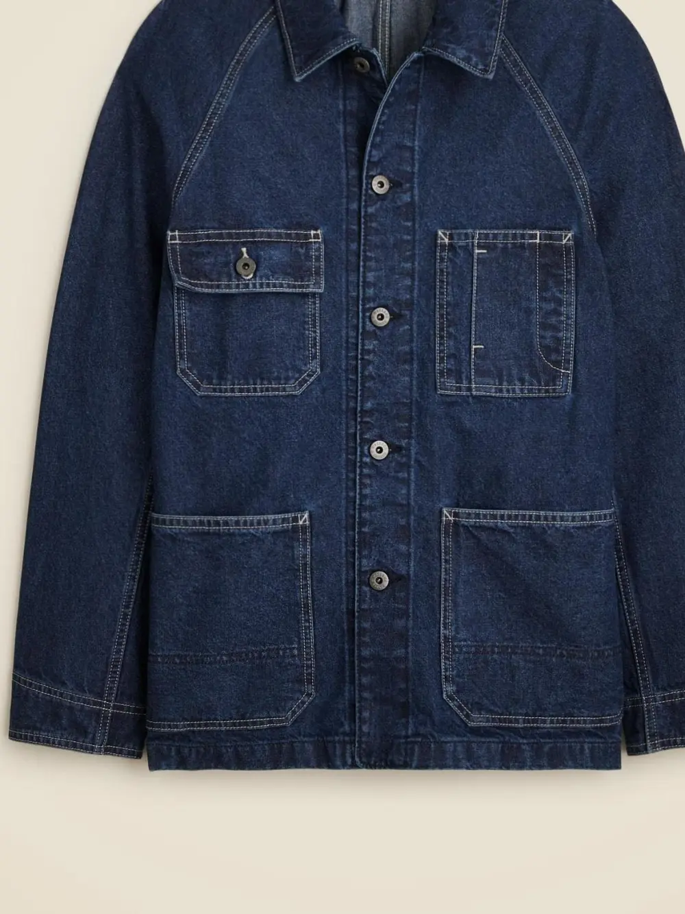 Dark Blue Denim Button Front Jacket