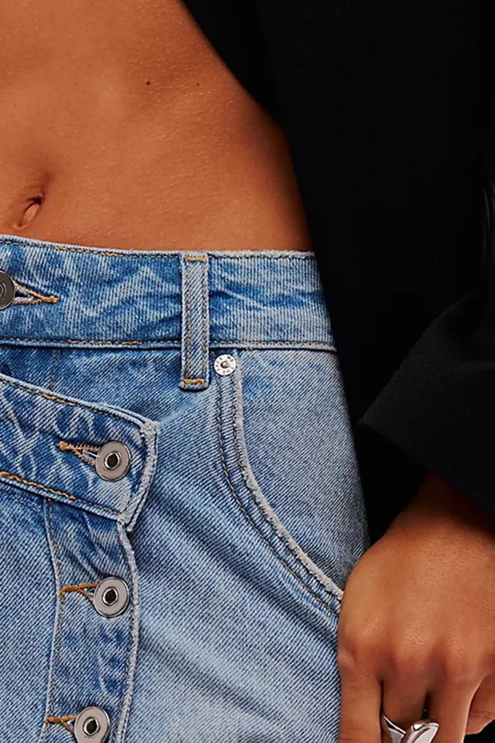 Denim Asymmetric Mini Skirt