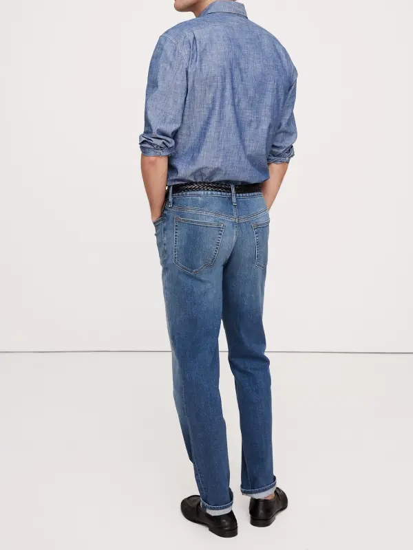 Men's  Medium Wash Straight Soft Cotton Jeans