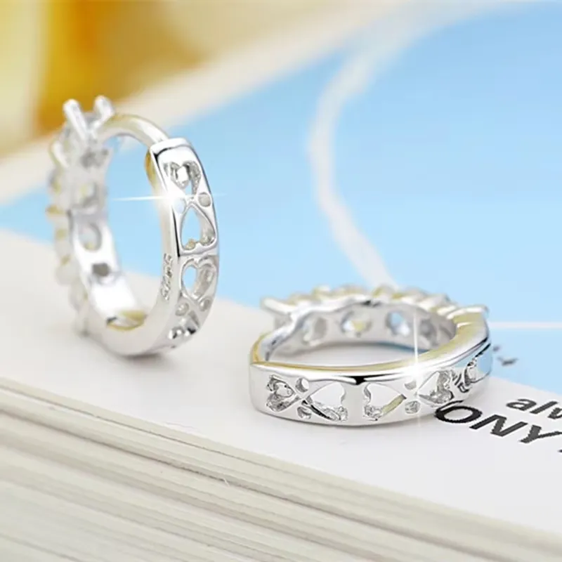 Chic Silver - Toned Zircon Hoop Earrings