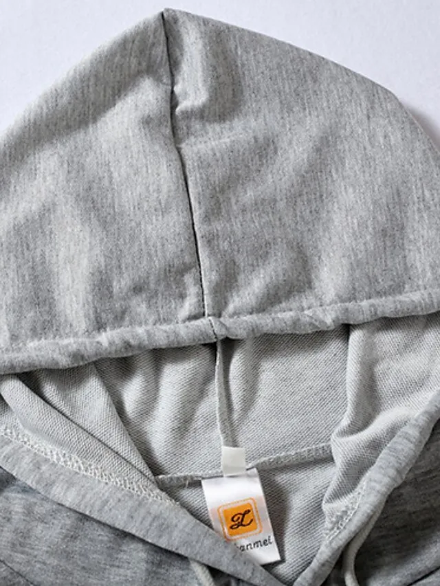 Women's Crop Top Hoodie Tracksuit Pants Sets Solid Color Black White Brown Patchwork Drawstring Long Sleeve Causal Sportswear Hooded Regular Fit Fall & Winter