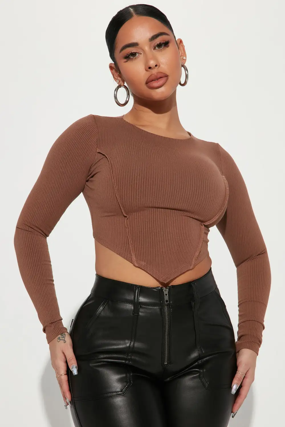 Lindsay Snatched Top - Medium Brown