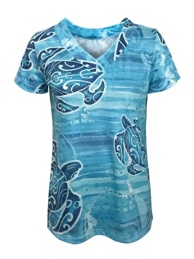 Casual Sea Turtle Print T-Shirt