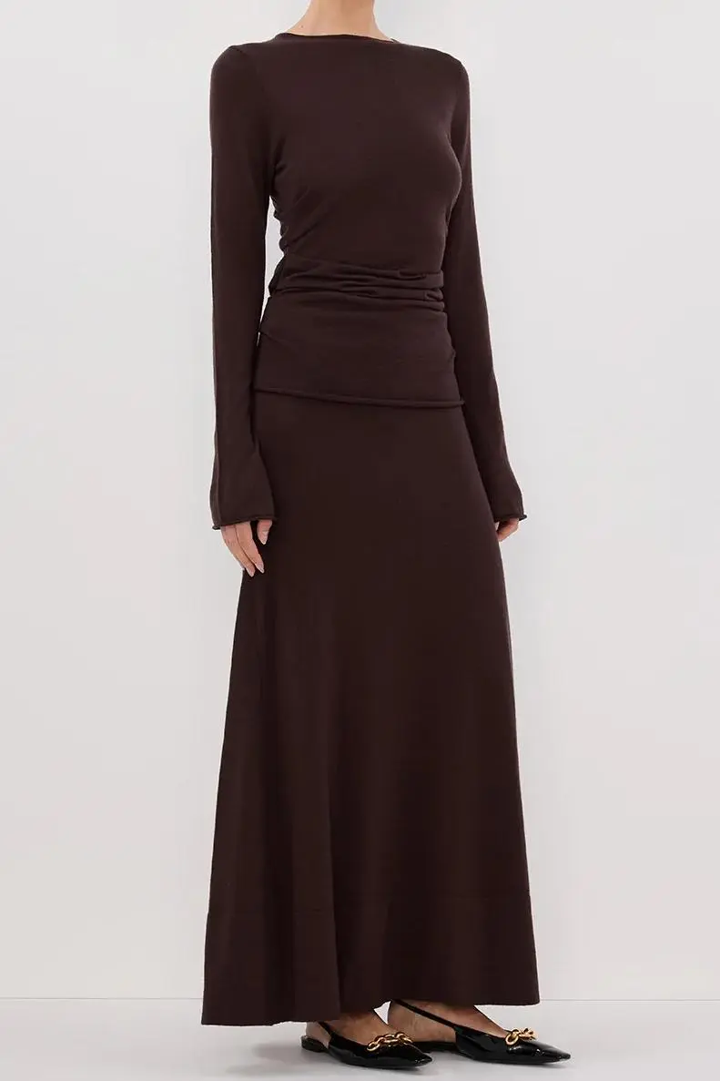 BITTER CHOC MERINO KNIT TOP