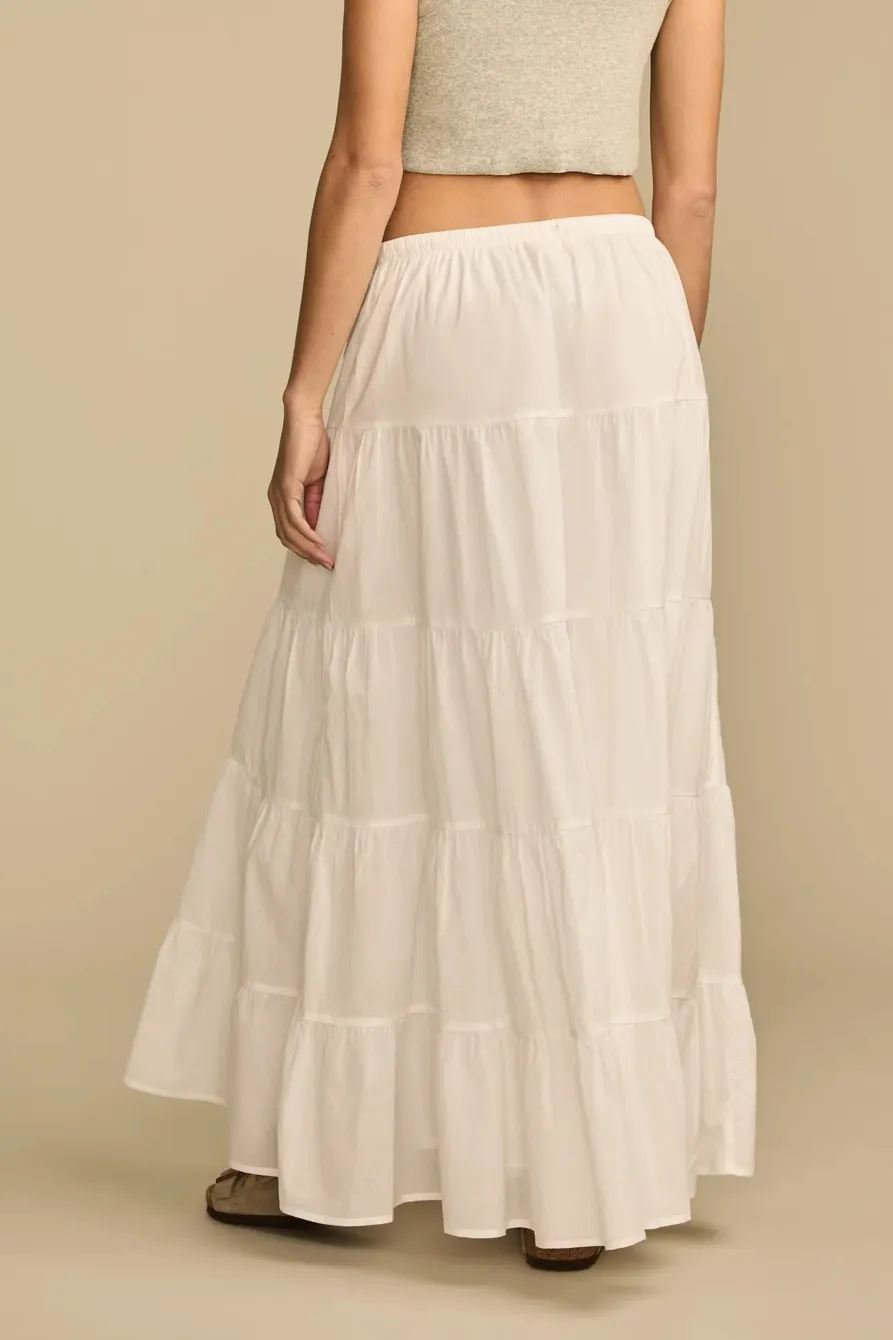 Bright White Tiered Maxi Skirt
