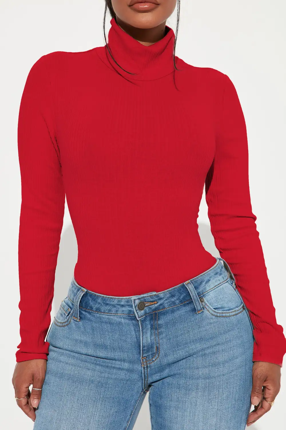 Tess Turtleneck Bodysuit - Red