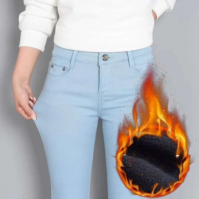 Women‘s Fleece Pants Tights Flannel Trousers lined Blue Purple Wine High Waist Fashion Office Causal Side Pockets High Elasticity Full Length Thermal Warm S M L XL XXL