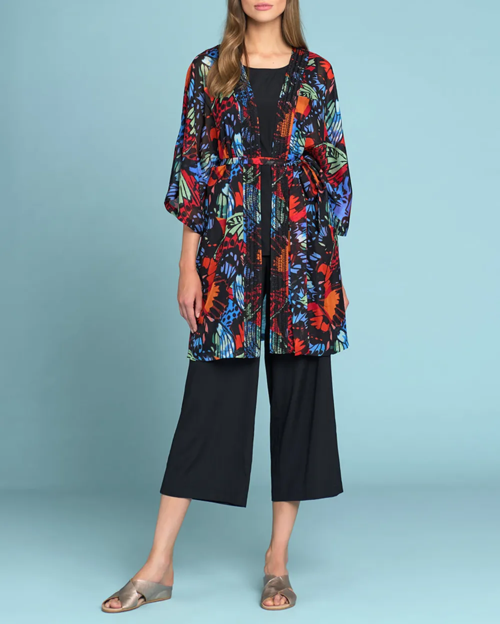 Floral Print Belted Duster Coat